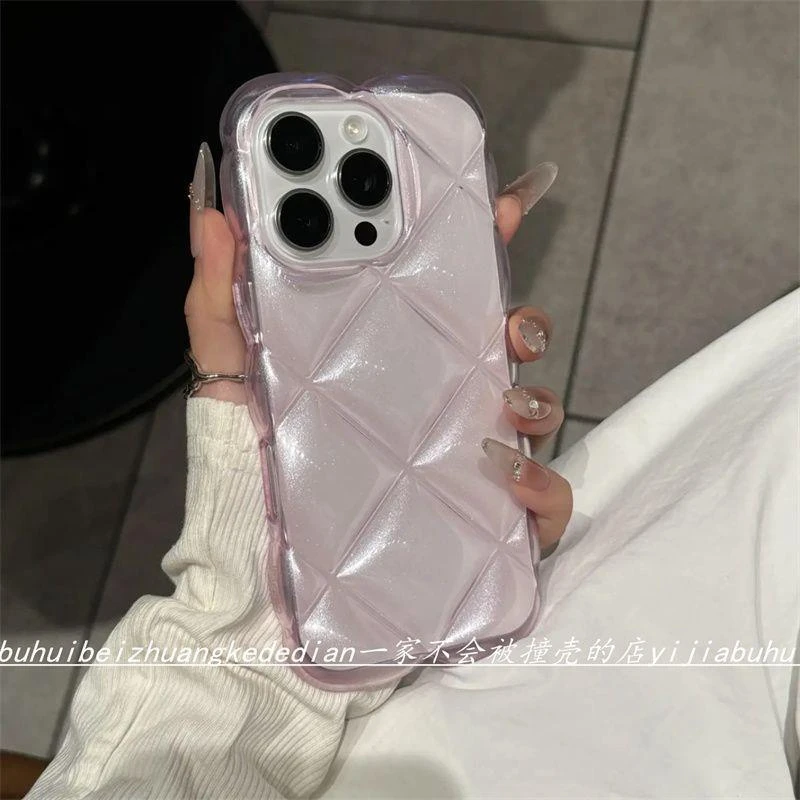 网红高颜值立体菱格纹适用iPhone16promax手机壳15苹果14新款13女