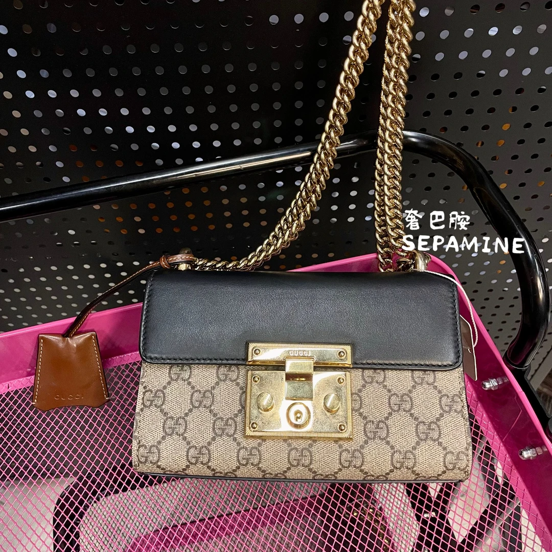 95新 GUCCI/古驰 老花黑色月光宝盒/斜挎包