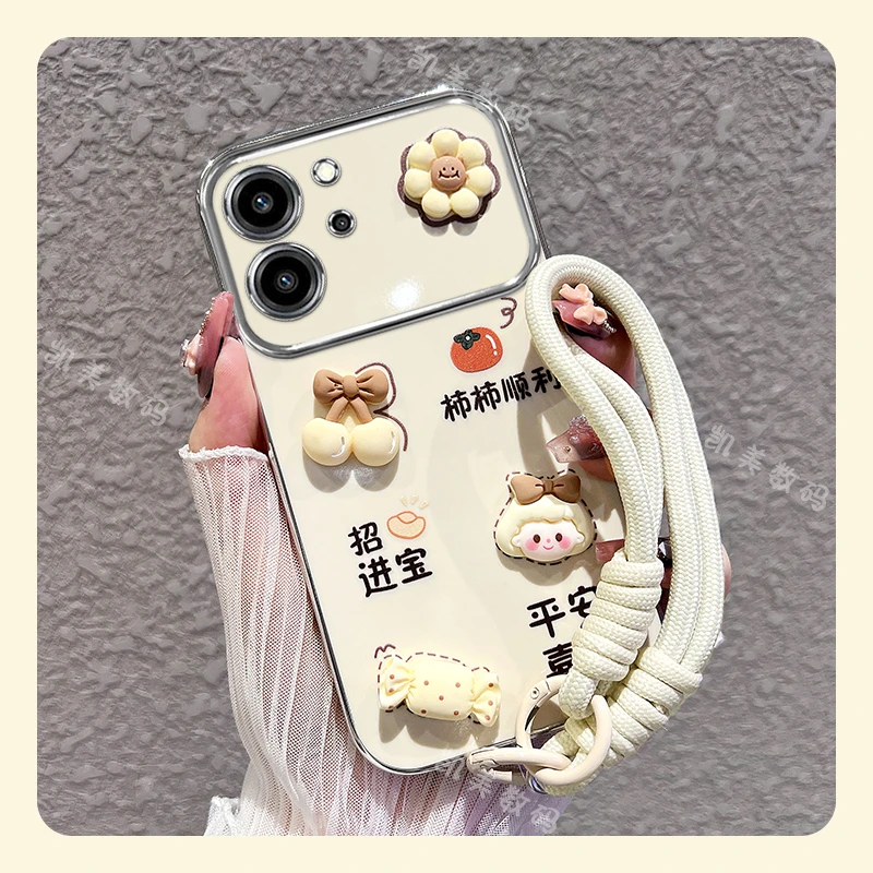 适用荣耀80se手机壳柿柿顺利大视窗电镀硅胶女款可爱防摔保护软壳