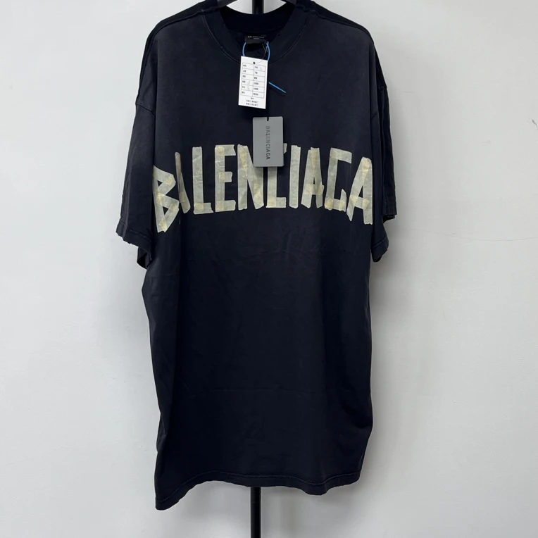 未使用 Balenciaga/巴黎世家 胶带3B二合一拼接水洗破坏短袖01816