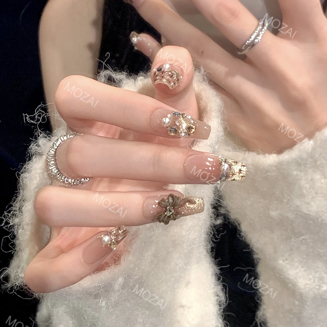 茉哉77现货【金秋小香】纯手工定制美甲可拆卸穿戴甲B3239
