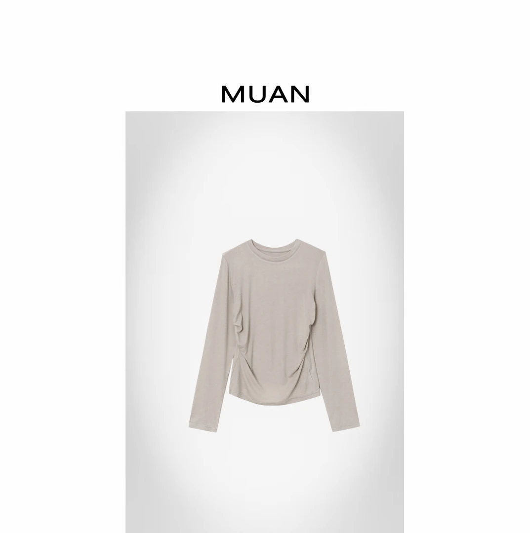 木岸MUAN：《雕塑打底》定制简约宽松百搭圆领长袖上衣女MG-F8027