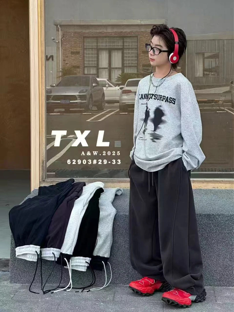 男童青少年秋款拼色腰休闲卫裤 62903（160-180）