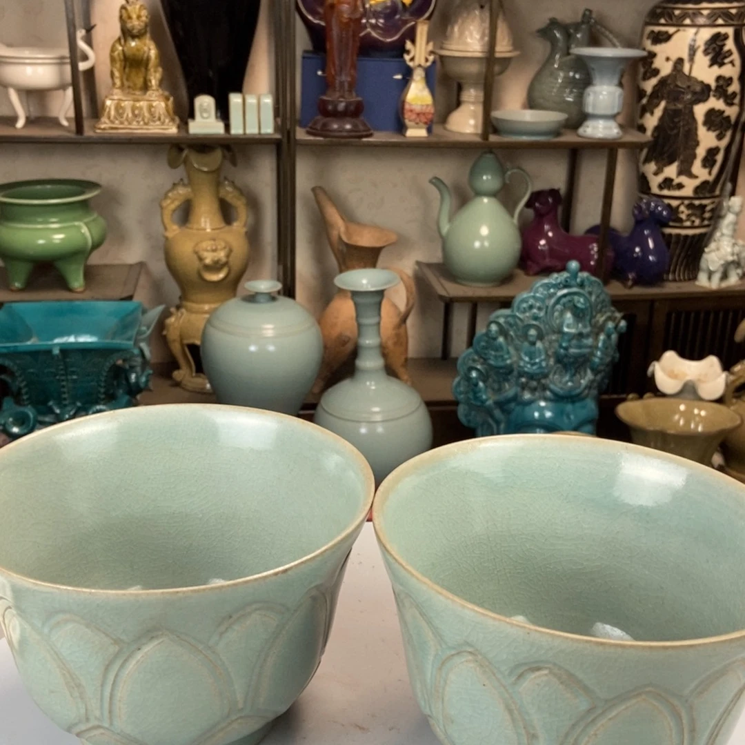 汝瓷莲瓣温婉一对