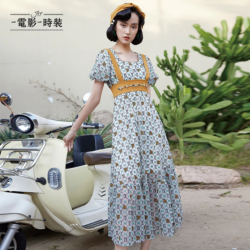 一电影一时装网纱绣花中长连衣裙FCBL126657