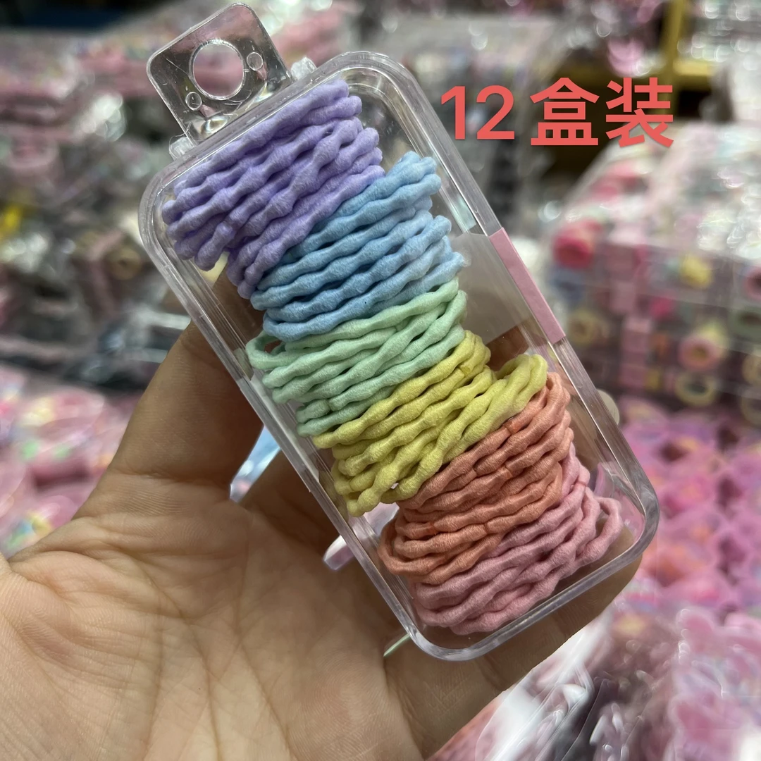 12盒儿童皮筋 加粗中号圈 5岁到8岁用 不伤发皮筋皮套 3厘米圈口