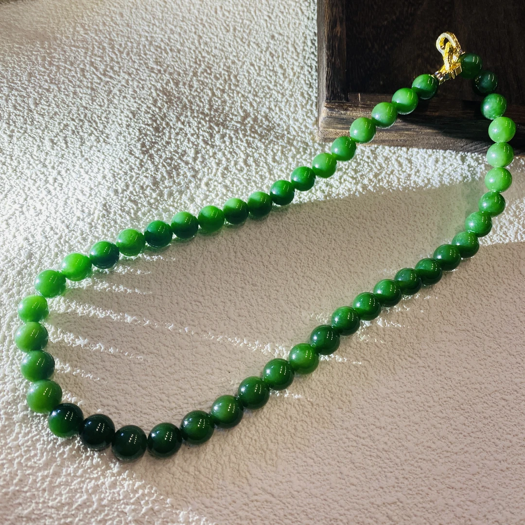 【V姐珠宝】HL16002 和田玉碧玉妈妈链 9-10mm