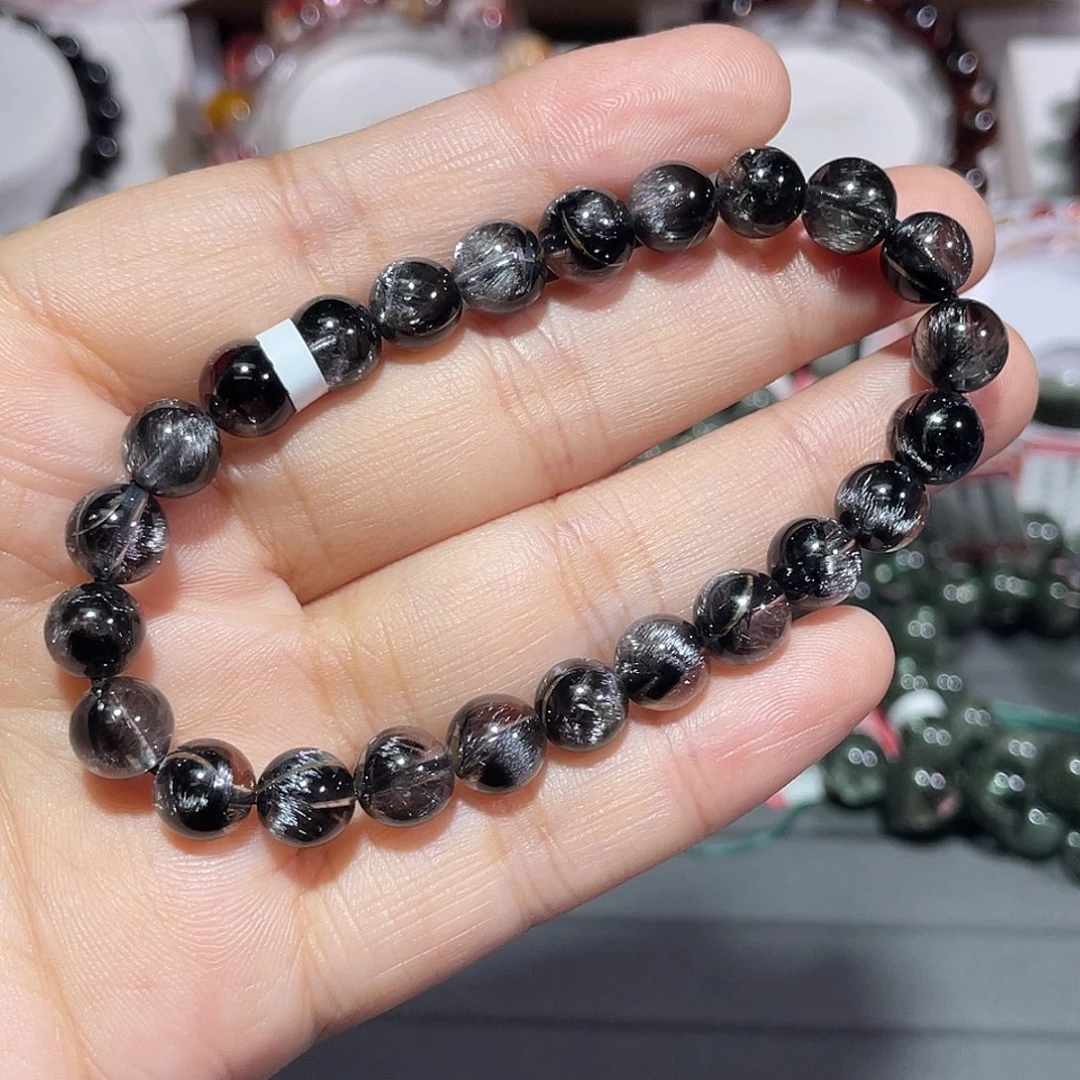 水晶手串未镶嵌黑银钛手串