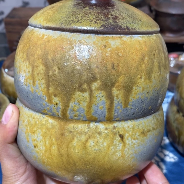 璀璨柴烧茶叶罐大容量