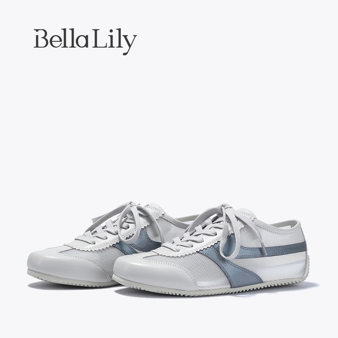 BellaLily2025春季新款时尚休闲鞋德训鞋女透气舒适板鞋复古潮鞋