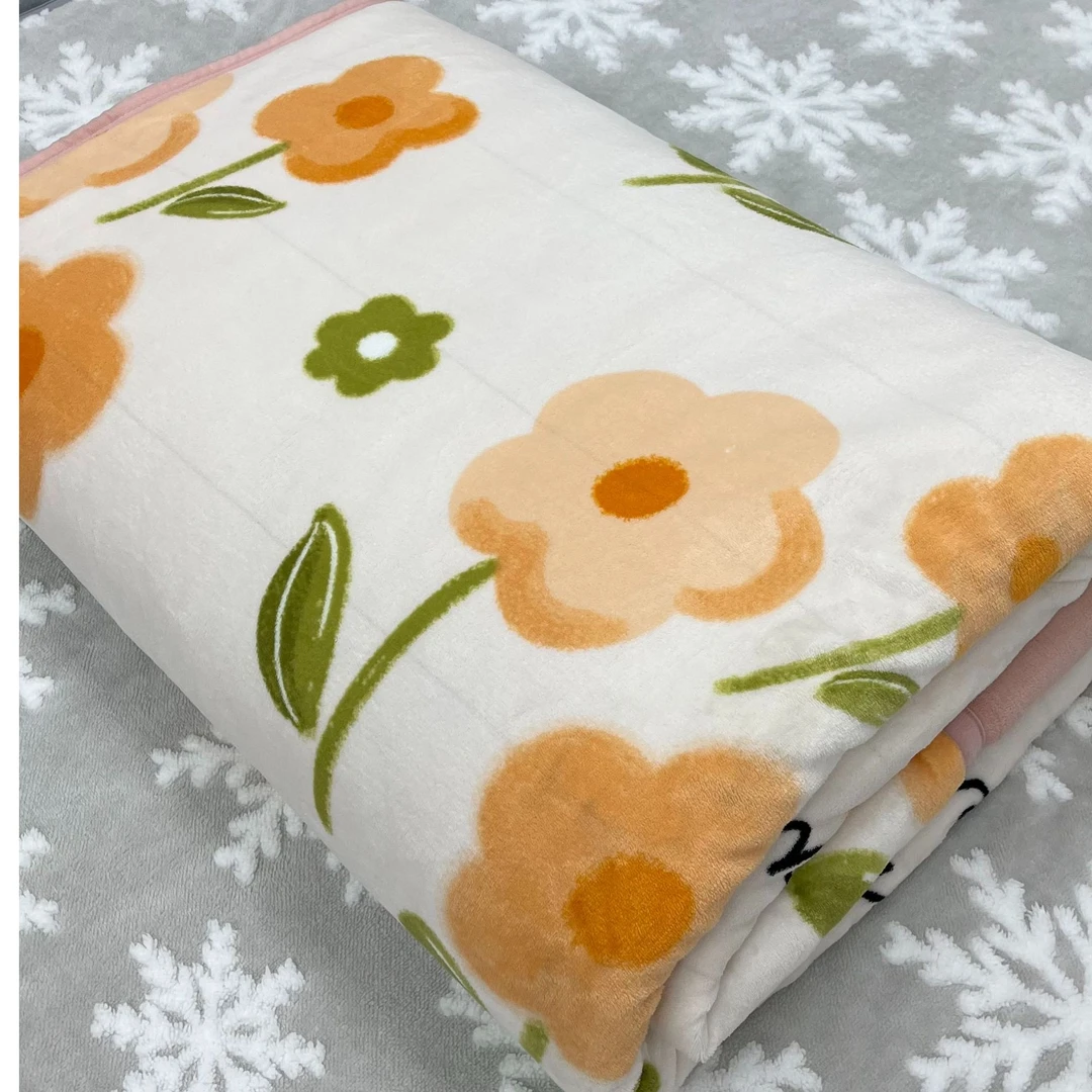 恒峰家纺2.0*2.3【橙色花束被子】简约加绒加厚可机洗被