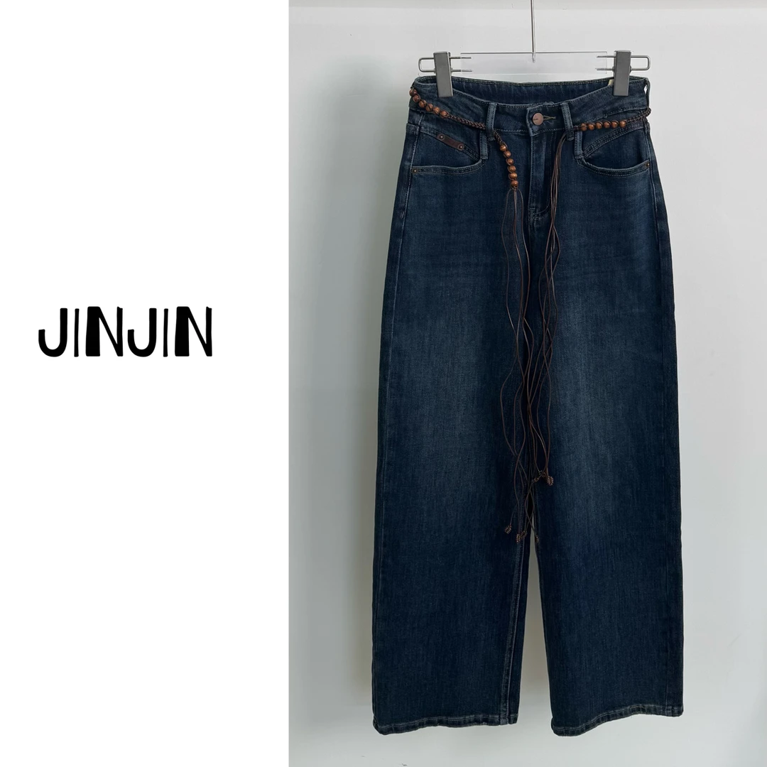【JINJIN】2025秋冬新款小众设计款牛仔长裤(0096)NO退NO换