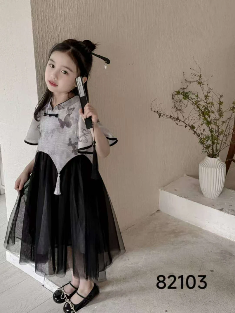 J643女童L·H·NIAO2025夏款韩系可爱时尚洋气百搭连衣裙