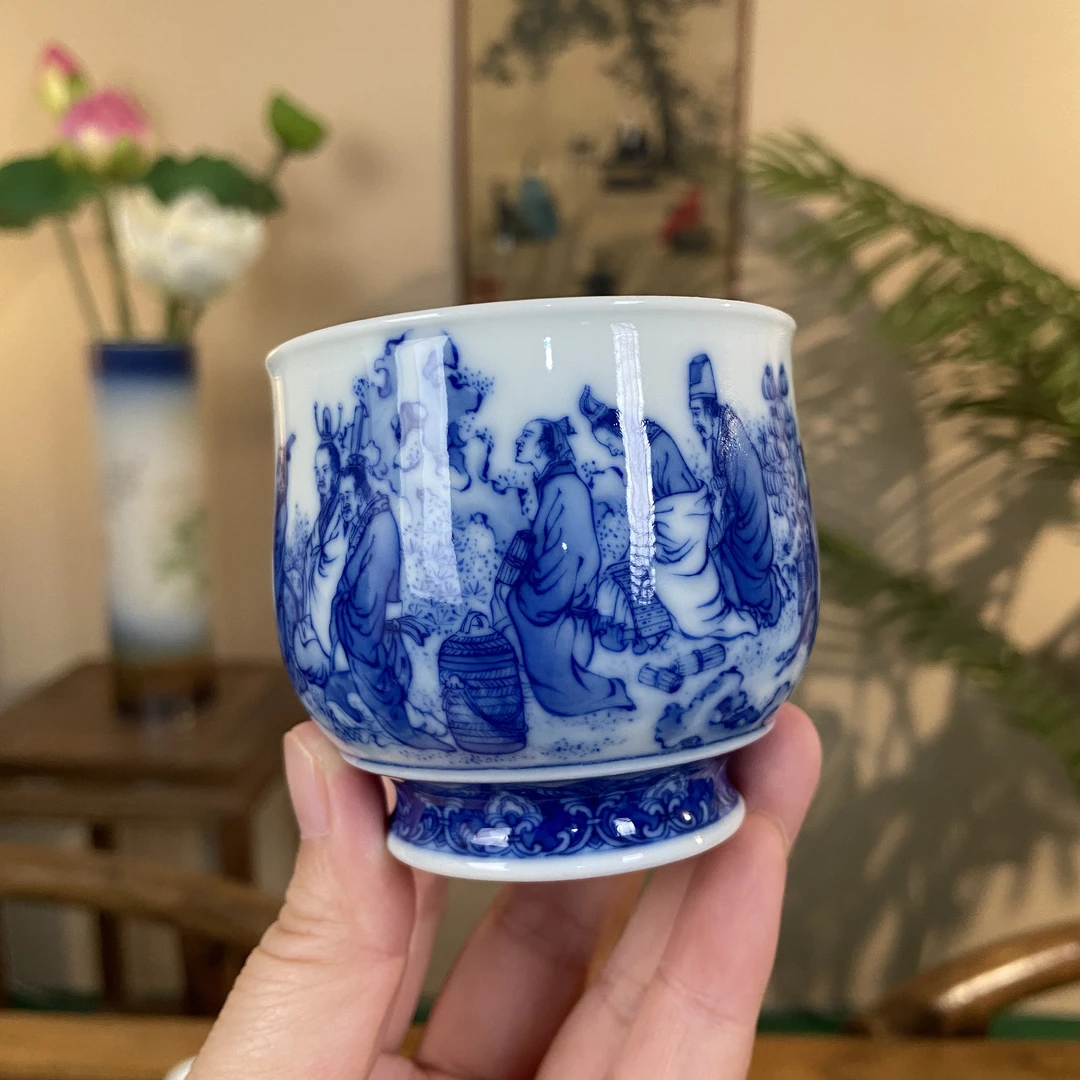 【晓竹窑】精工人物孔子教学图 景德镇纯手工手绘茶器茶具