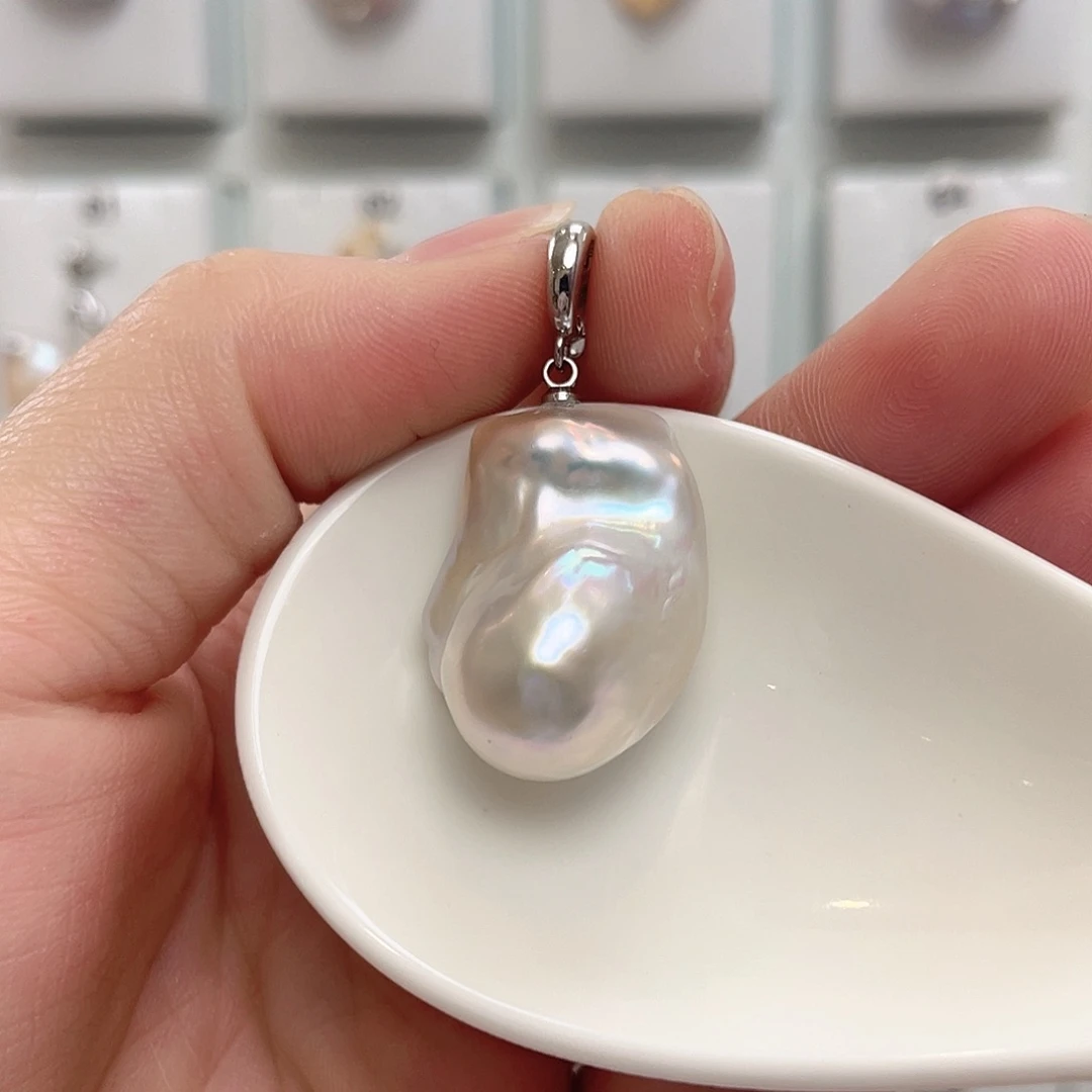 淡水珍珠银S925镀金镶嵌颈饰