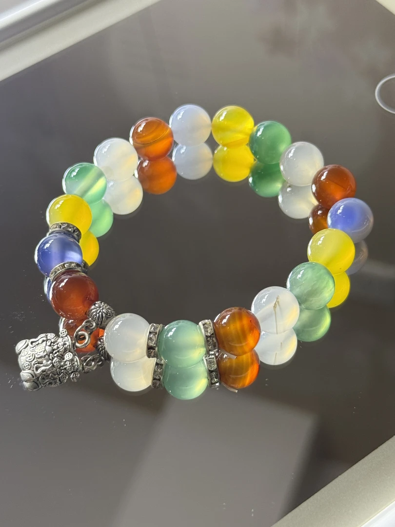 天然玛瑙多宝手串多巴胺风格文玩饰品