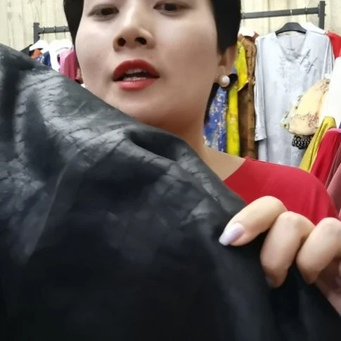 蚕丝2米缎面龟文香云纱布料黑