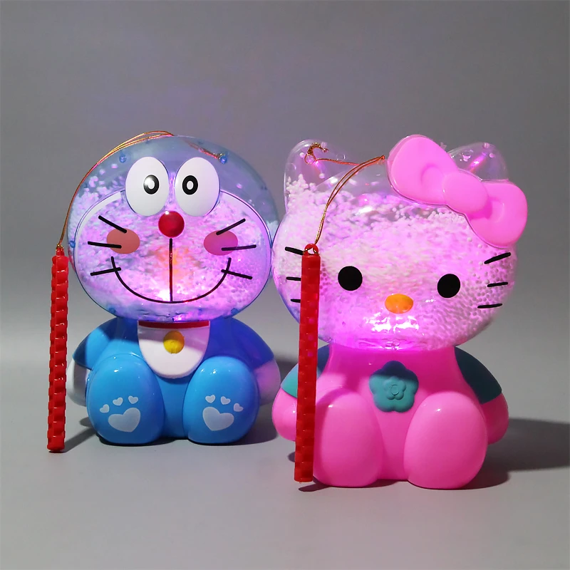 儿童手提发光凯帝叮当猫玩具新年中秋元宵节花灯笼雪花多啦梦