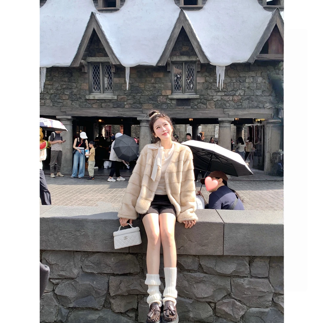 人造皮草 【晴昼唱片】保暖环保毛毛皮草女韩版毛毛外套女