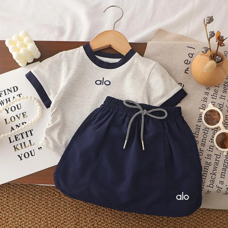 夏季套头女运动风2件薄款套装韩版童装运动风