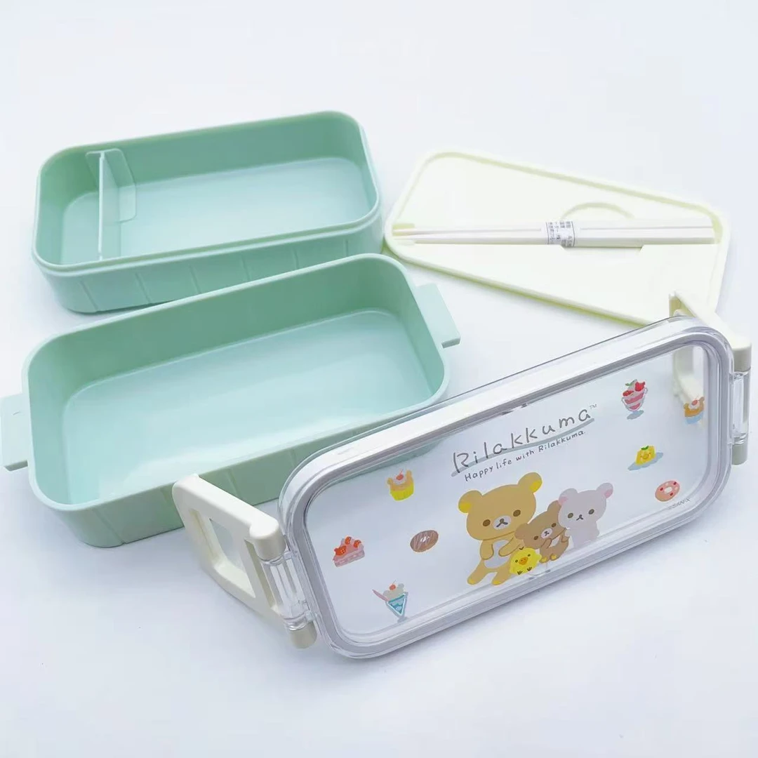 日本Skater斯凯达轻松熊家族甜点系列600ml日式双层分格便当盒