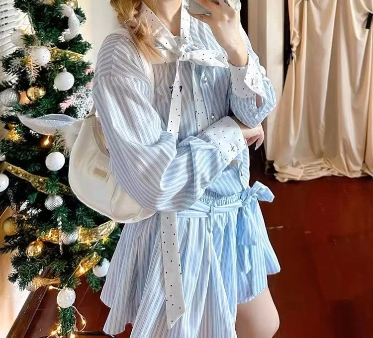 【直播间扣号】纯欲风洋气三件套女春季甜美蓬蓬裙蕾丝套装