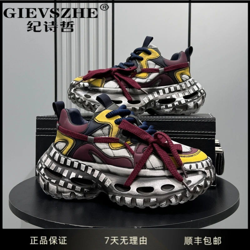 GIEVSZHE纪诗哲厚底增高鞋子秋季新款潮流时尚男鞋痞帅高级感