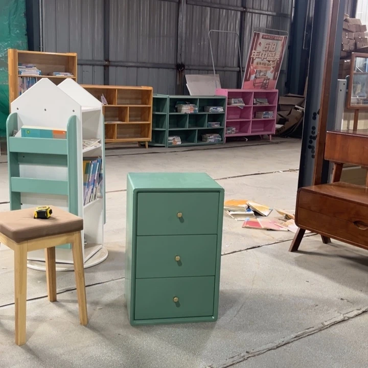 木（非红木类）微瑕松木天青色三斗柜