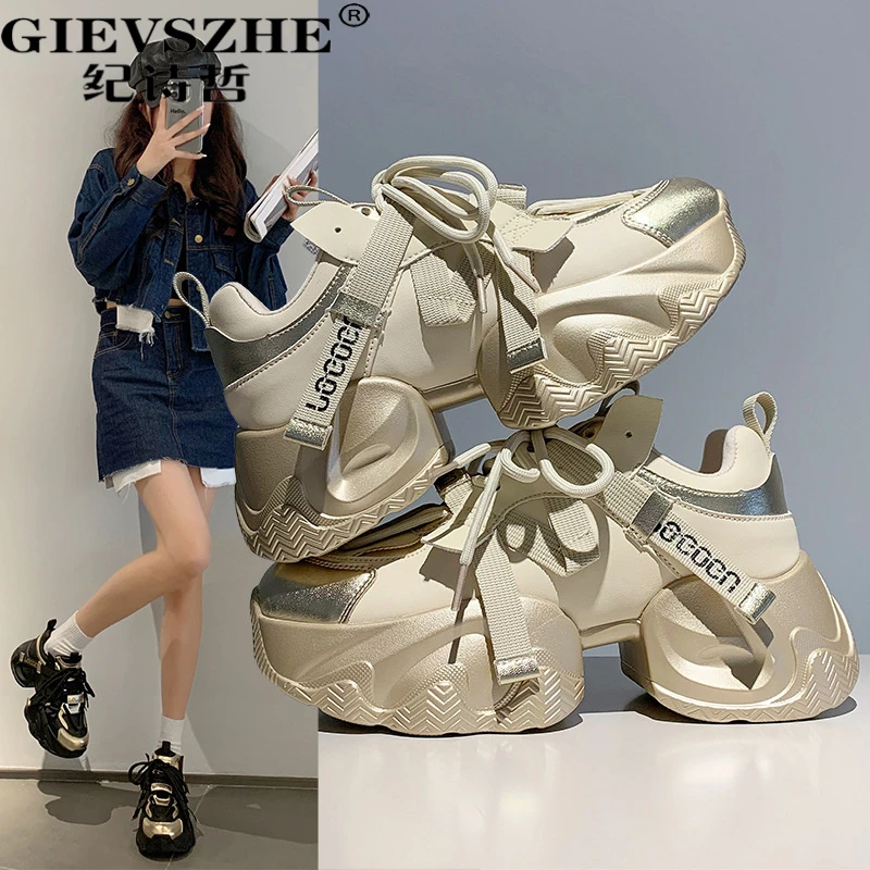 纪诗哲厚底老爹鞋女秋季新款时尚百搭小个子松糕鞋女运动内增高鞋