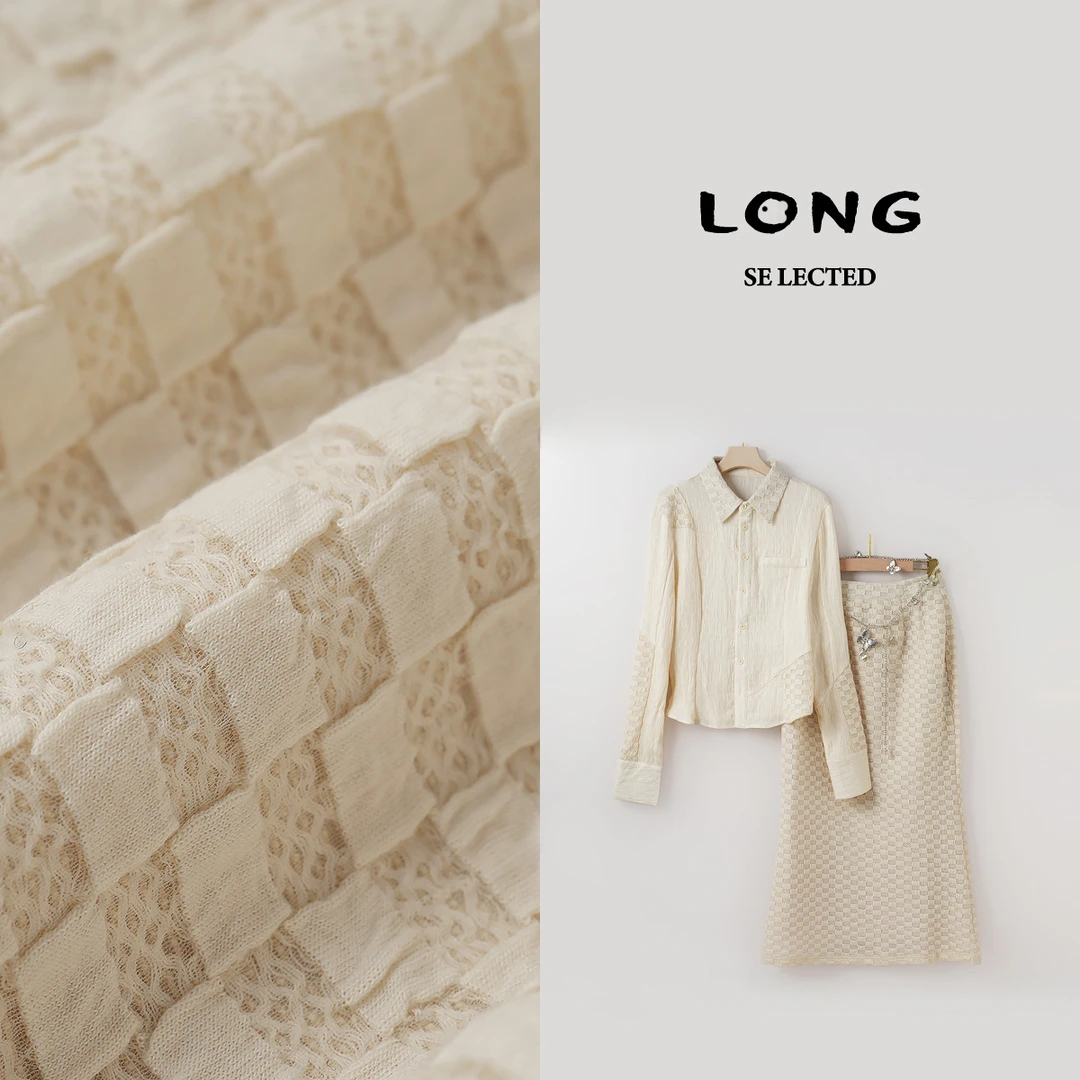 Q3365【特价-占单者限购】时尚套装衬衫与格纹裙组合简约大气BCQ049