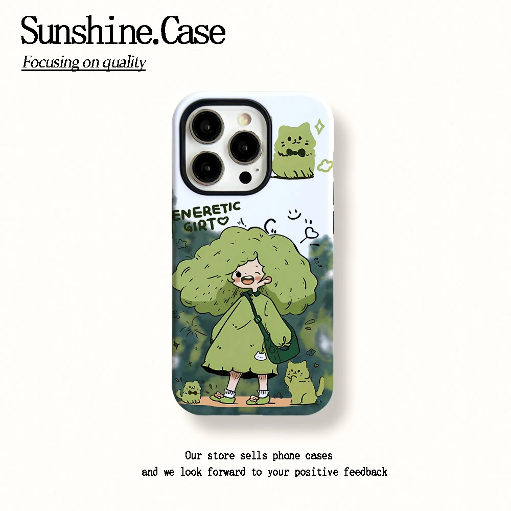 菲林二合一适用苹果华为vivo小米oppo手机壳爆炸头女孩15PRO/14