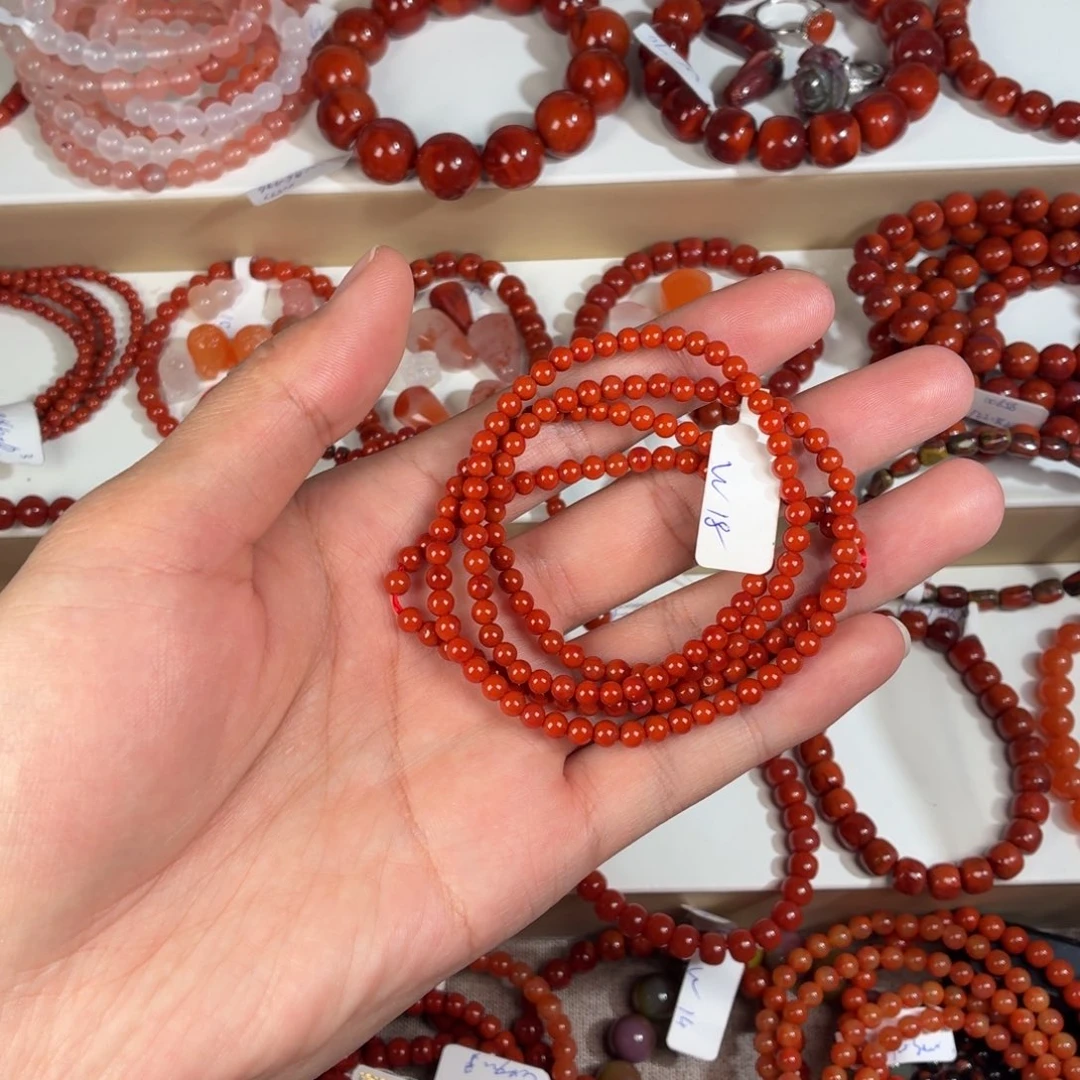 南红玛瑙合金手链全品小米珠柿子红