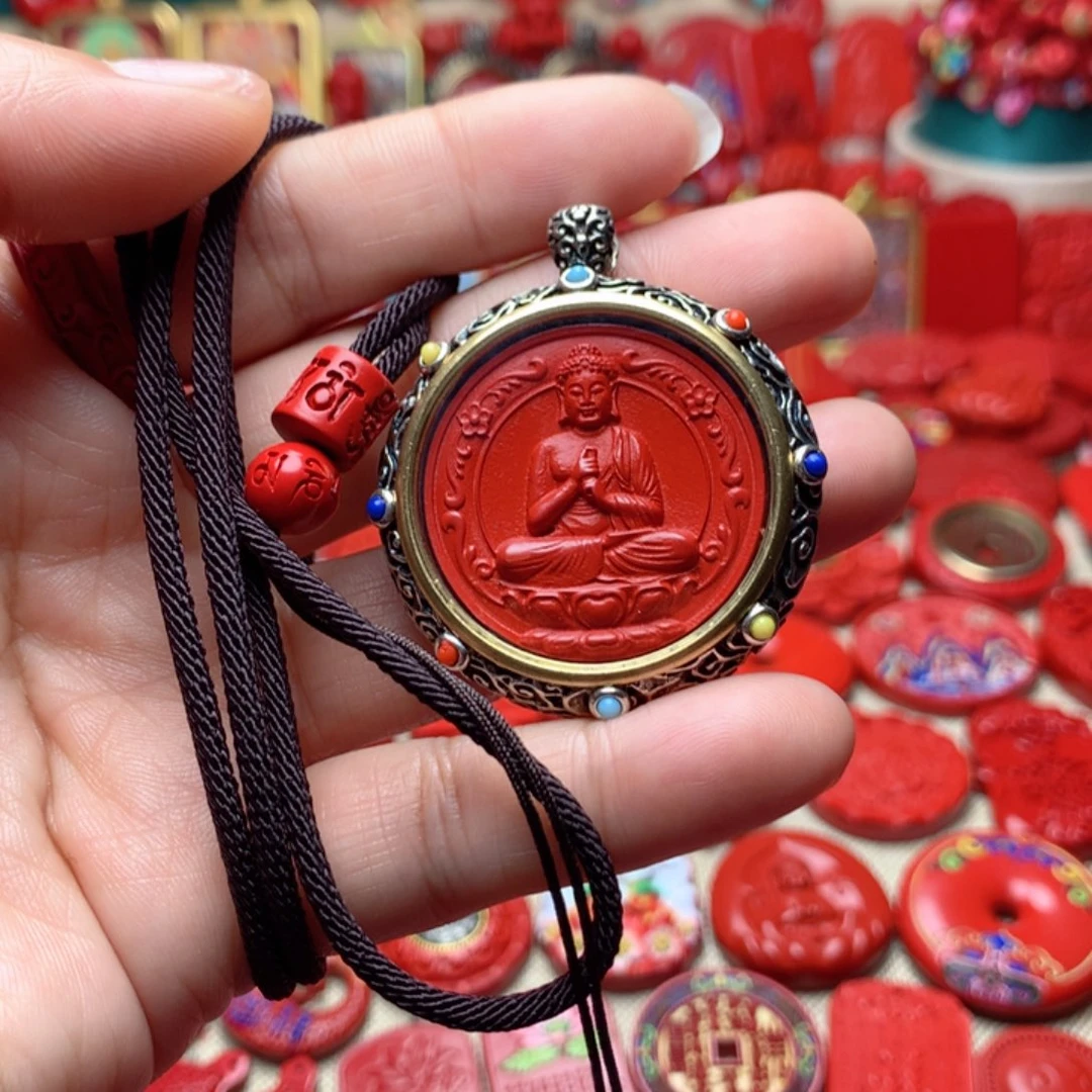 天然辰砂工艺品朱砂吊坠