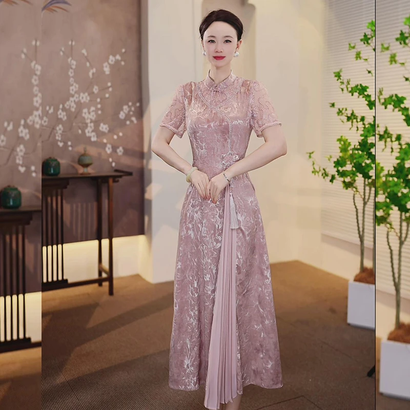 [SU105]2025新款复古风优雅旗袍中国风妈妈旗袍连衣裙夏季裙子