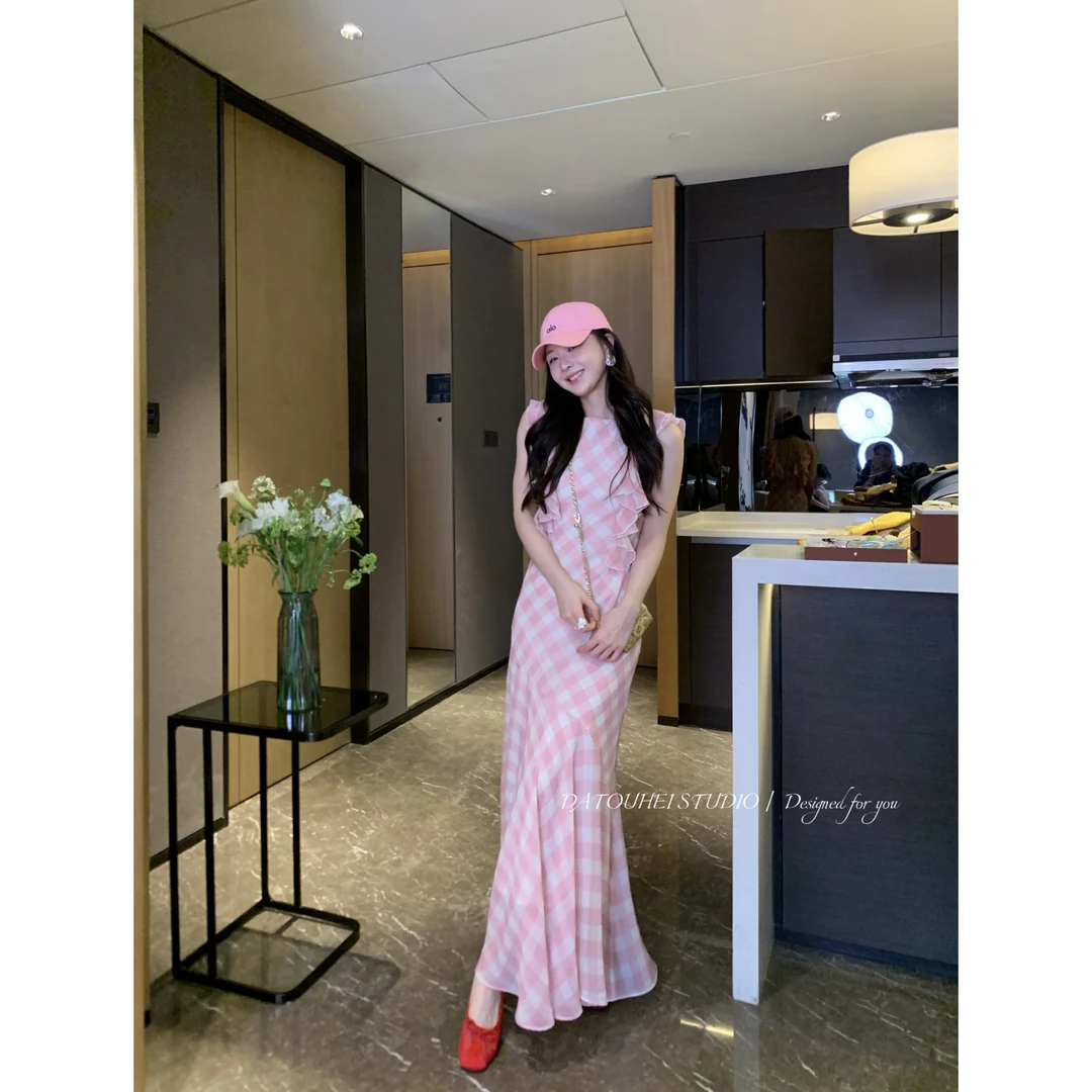 大头黑STUDIO【夏日恋曲】2025女夏法式荷叶边连衣裙D225X06459