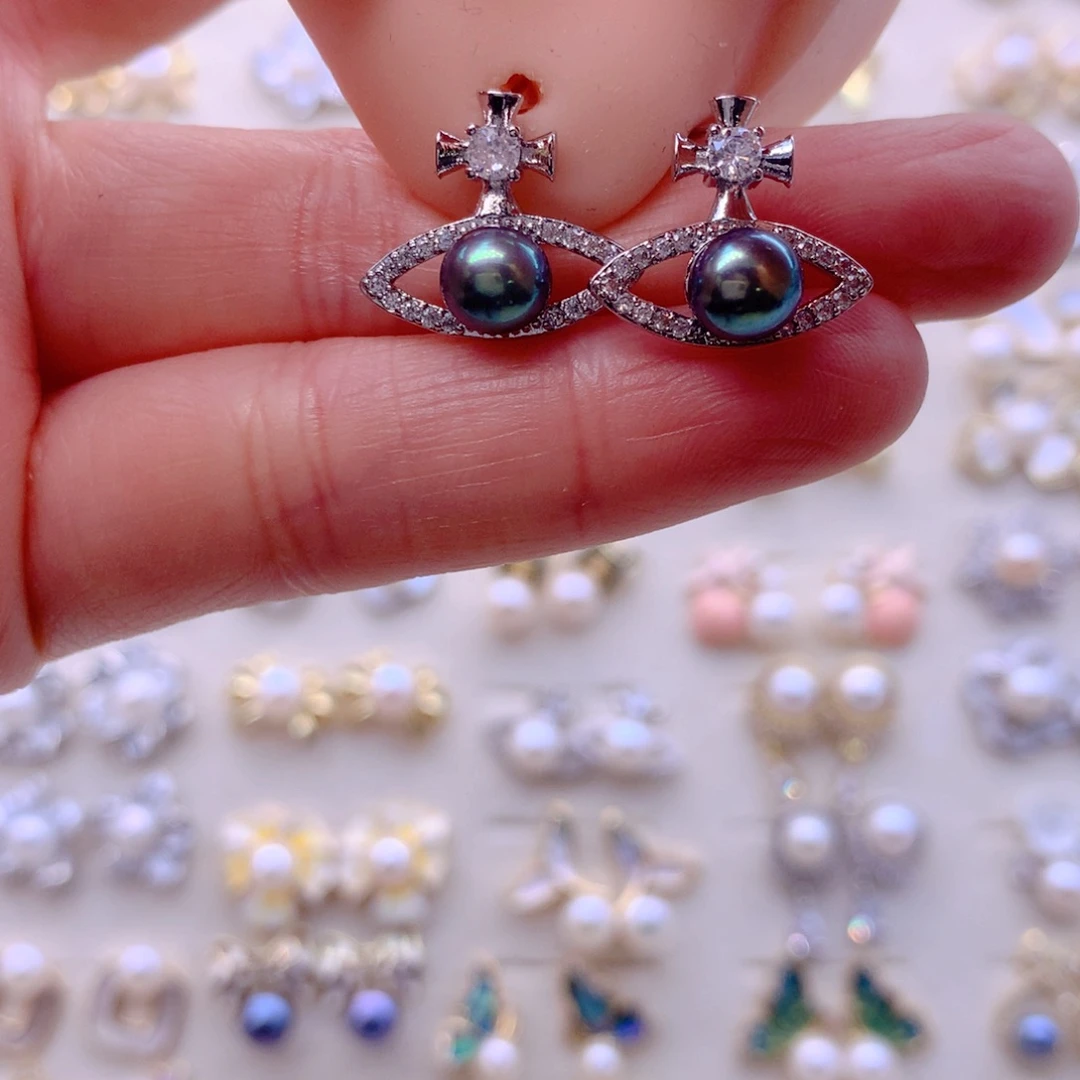 合金淡水珍珠耳饰