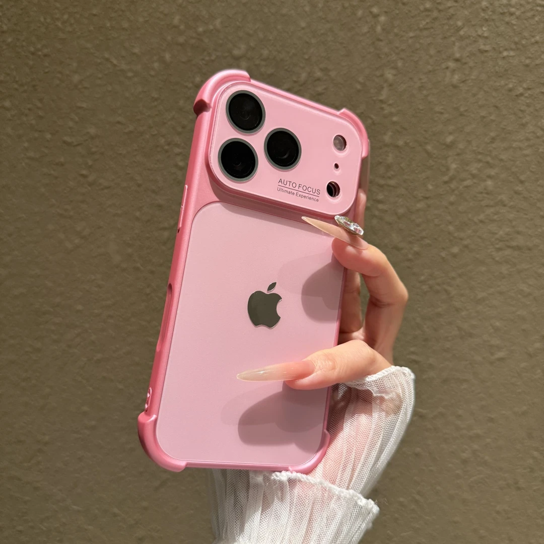 简约肤感磨砂大视窗适用苹果17promax手机壳iPhone16镜头膜15防摔