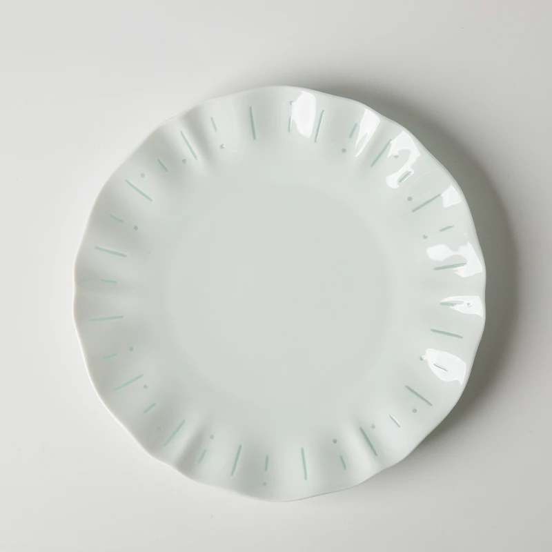 景德镇影青7英寸浅盘玲珑流星雨 微波用瓷 高温瓷 不发霉家用盘子