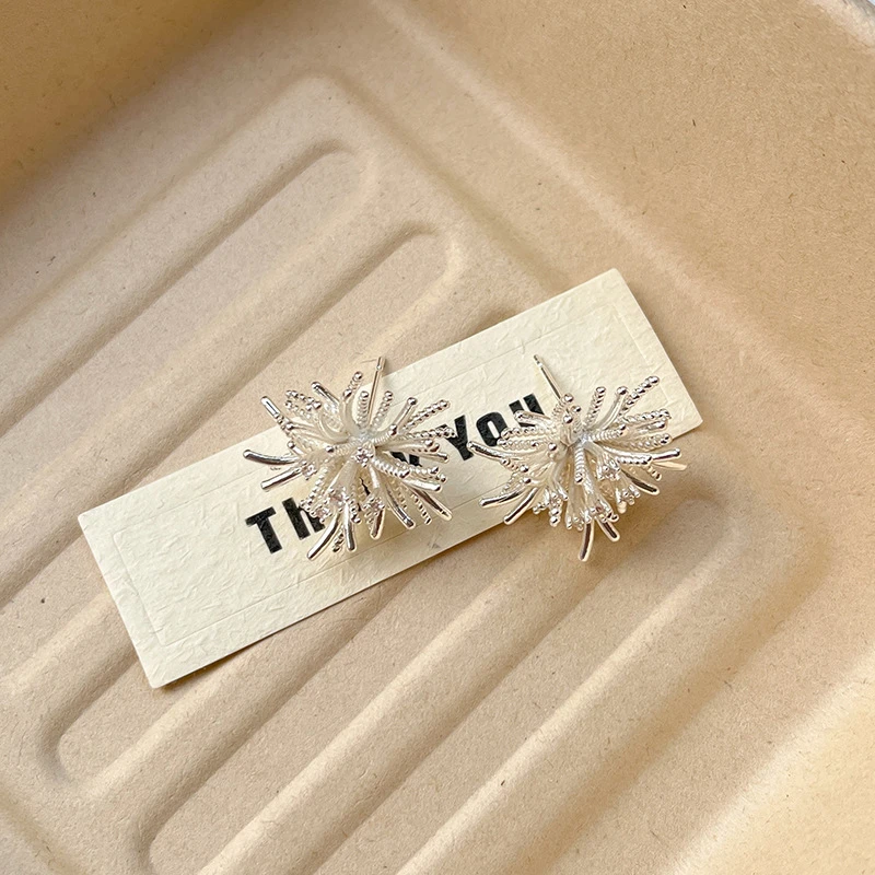 合金耳饰 JM15轻奢925银欧若风百搭小众蒲公英个性优雅复古耳钉