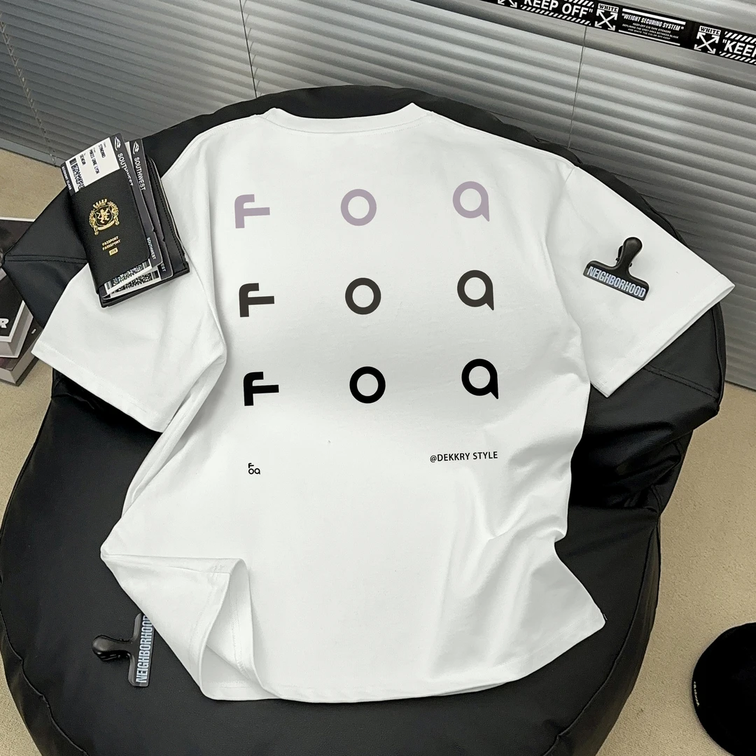 Dekkry夏季宽松百搭潮牌设计感字母圆领纯棉短袖男女情侣款t恤