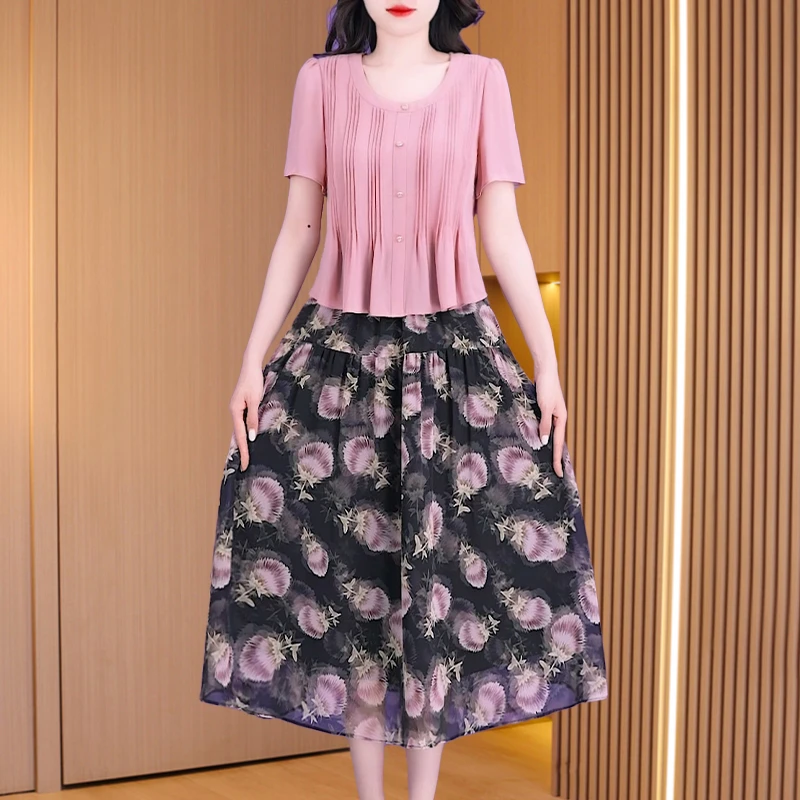 优雅新款气质时尚大气减龄休闲收腰显瘦连衣裙25422-ASJ