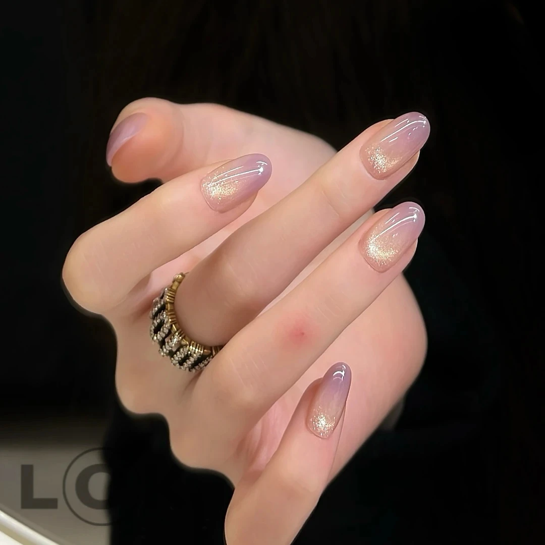 香可儿『桔梗』紫色渐变猫眼 纯手工穿戴甲冰透裸色简约ins穿戴式