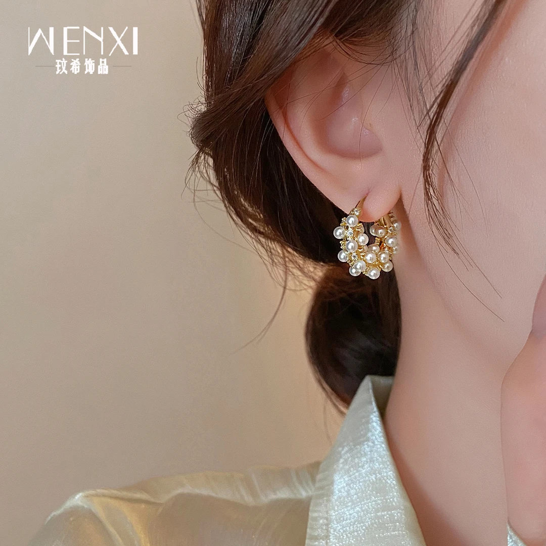 铜合金仿珍珠耳饰 小米珠耳环2025新款爆款女人味耳钉高级感耳饰