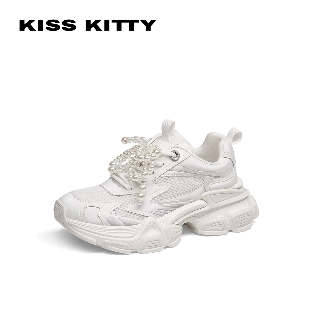KISSKITTY时尚网面拼接增高厚底老爹鞋SA65110-61