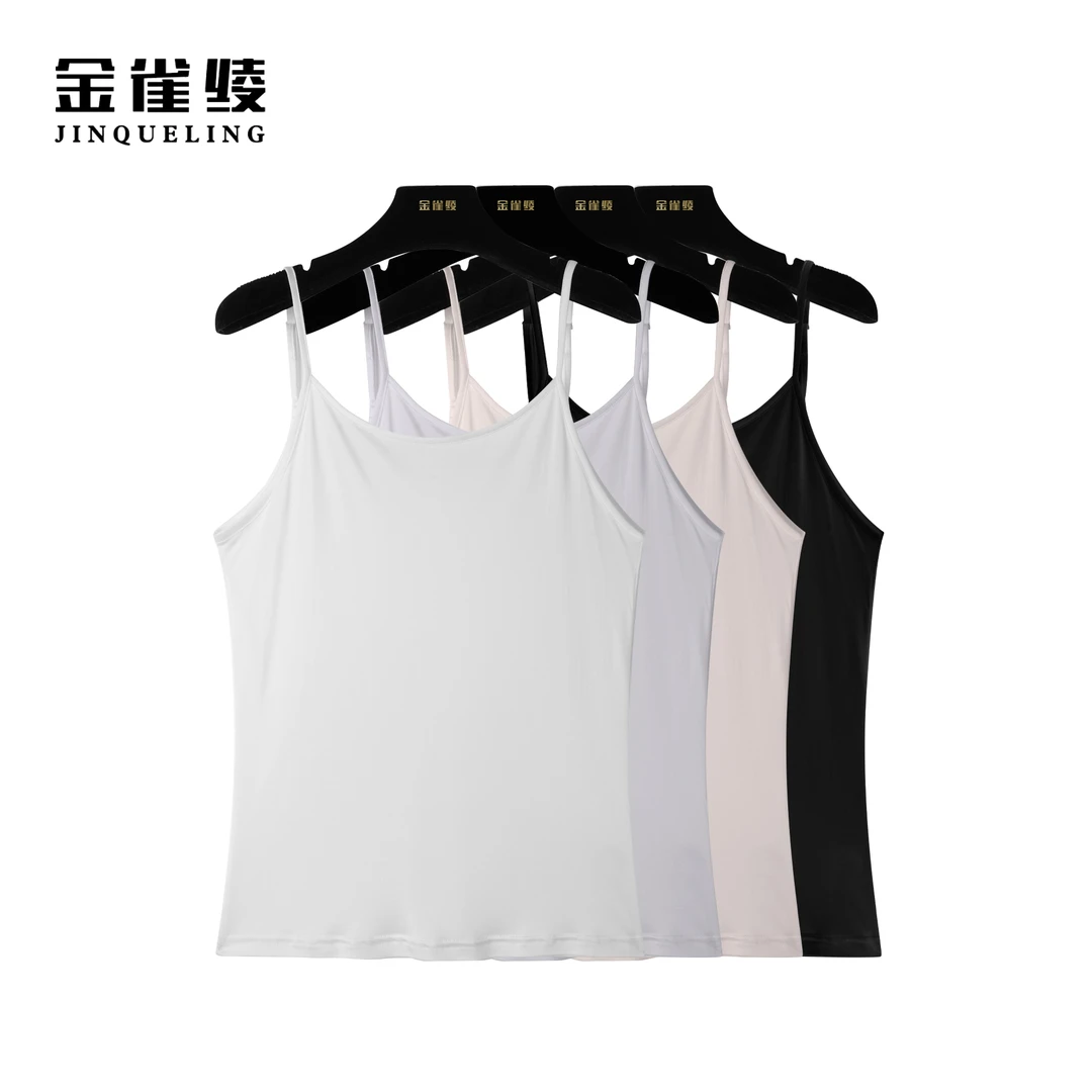 金雀绫【可可西里】新款100桑蚕丝亲肤透气女背心吊带打底K0187
