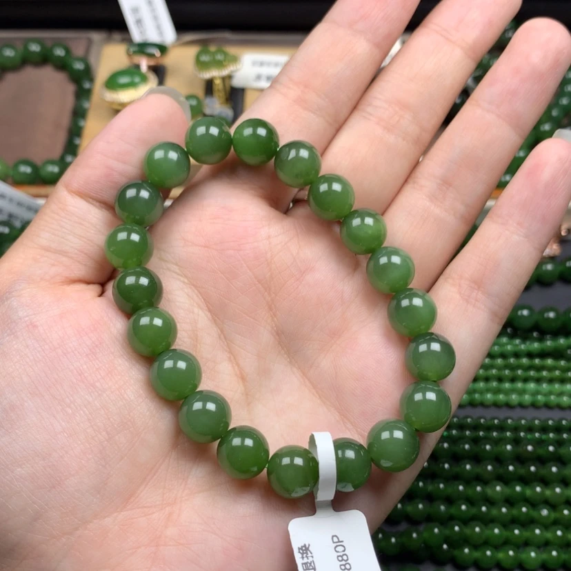 【闪购商品】未镶嵌手串和田玉（碧玉）10m微猫眼