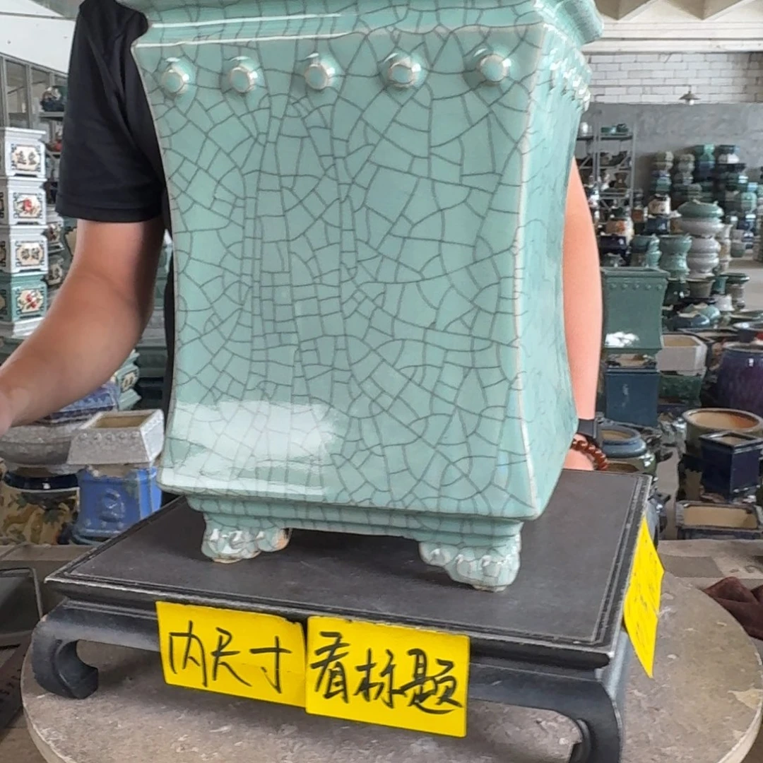 一风堂石湾花盆。微瑕小开片内口18*27