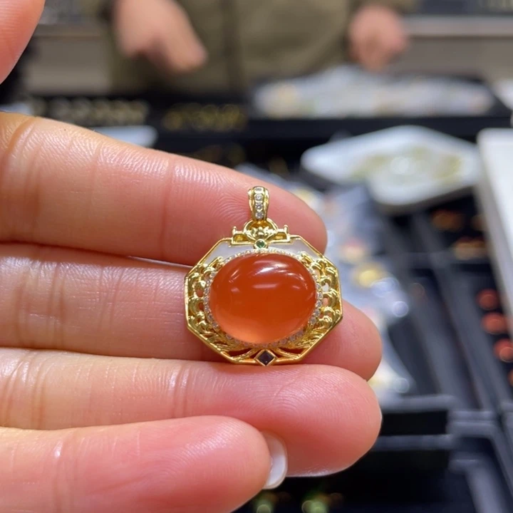 吊坠925银s925南红颈饰