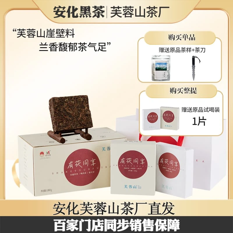 安化黑茶芙蓉山高山崖壁料有茯同享金花茯砖茶