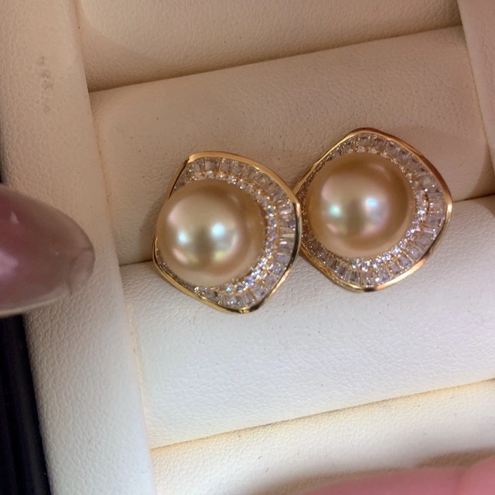 银S925镶嵌耳饰海水珍珠